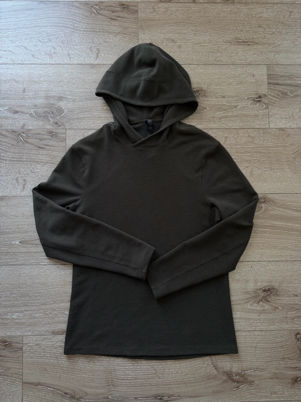 Lululemon Hoodie Mens Small Black Pullover Knit Sweatshirt Athletic Waffle Grid